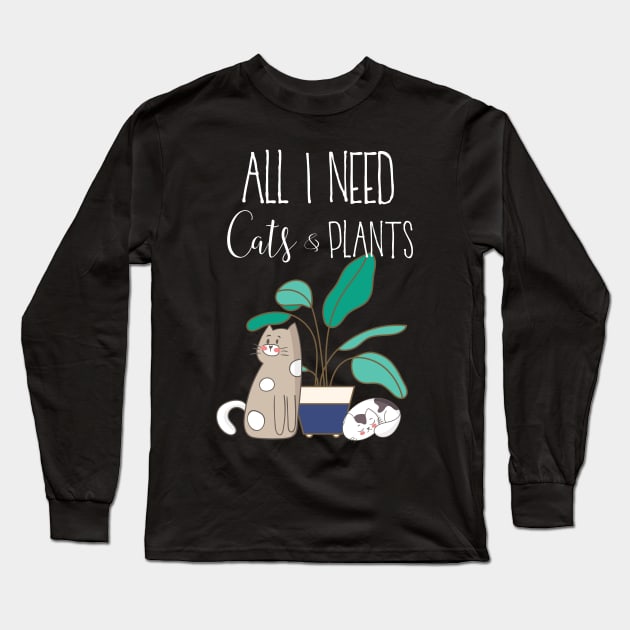 Cats and Plants Long Sleeve T-Shirt by MedleyDesigns67